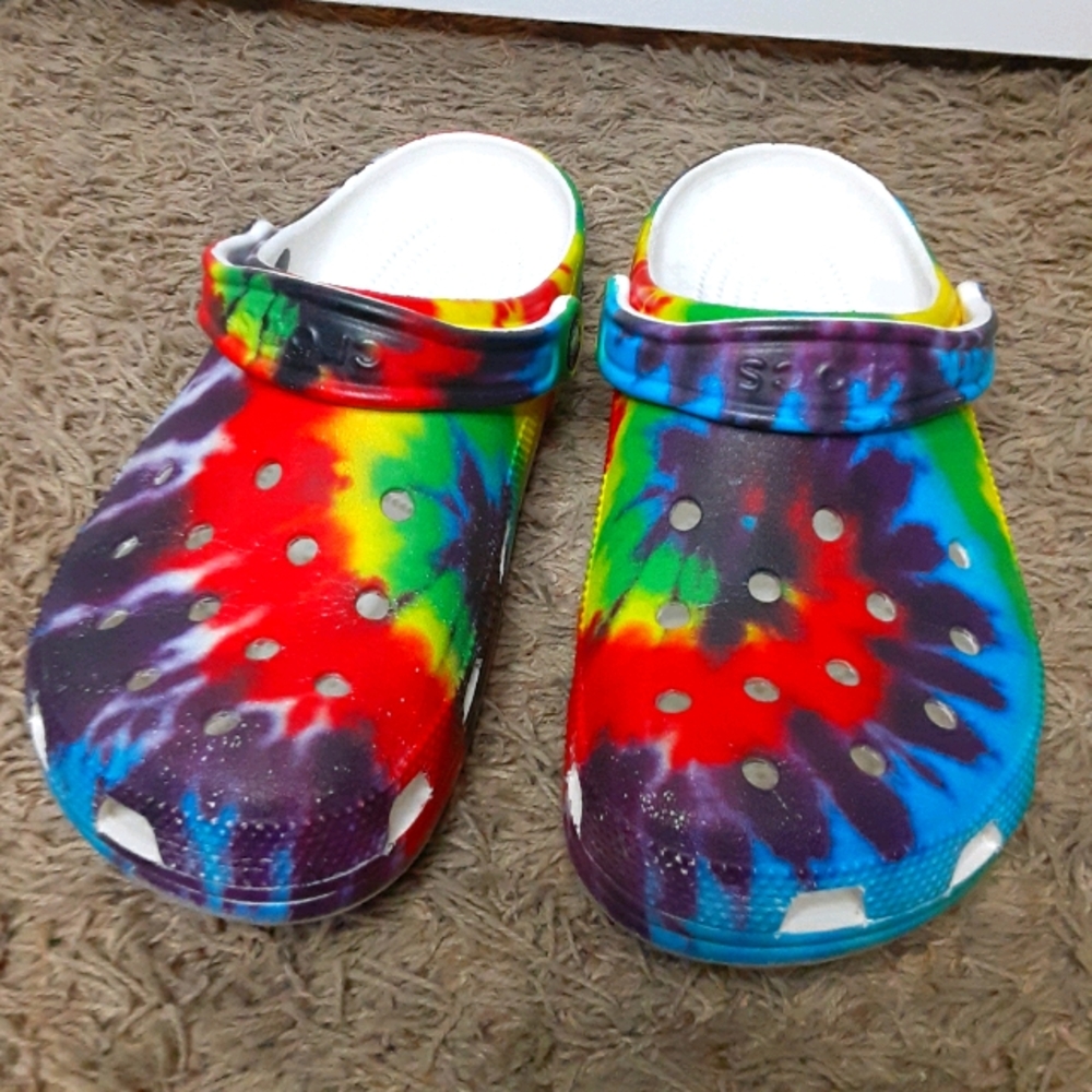Tie dye crocs